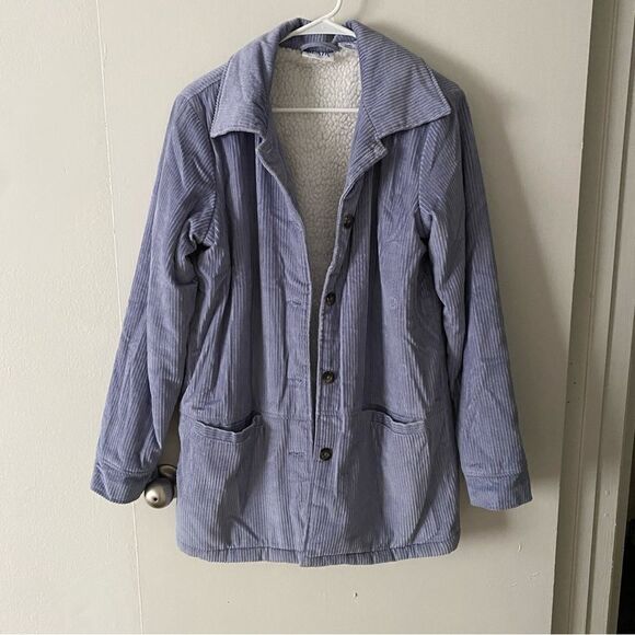 Vintage BLAIR shacket with sherpa lining blue corduroy 1970s - Picture 2 of 8